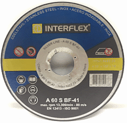 Zeige Details für 50 Stück Packet Trennscheibe A60S, "Interflex Inox", D125xT1,0xd22,2mm Bohrung, Einsatz: für Stahl / Inox Bild von 50 Stück Packet Trennscheibe A60S, "Interflex Inox", D125xT1,0xd22,2mm Bohrung, Einsatz: für Stahl / Inox